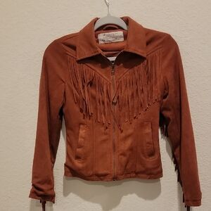 Rust Suede Fringe Leather Jacket